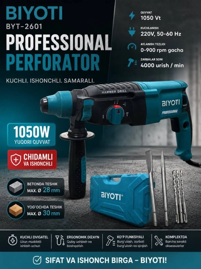 Professional perfarator 3х bosqichlik BIYOTI  2-26 BYT-2601 - 