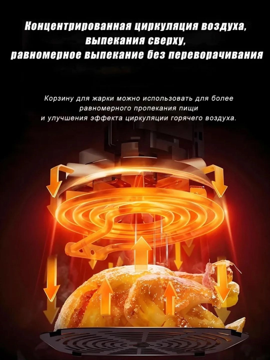 Elektr aerogril, 12 tasi 1 da, yog‘siz pishirish uchun frityurnitsa, 12 litr, 2400 Vt