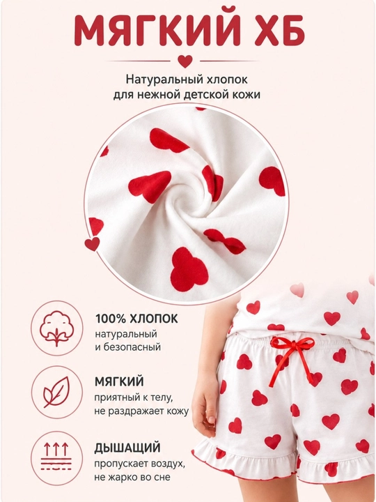 Детская пижама для девочек, мягкий ХБ хлопок, 4–9 лет