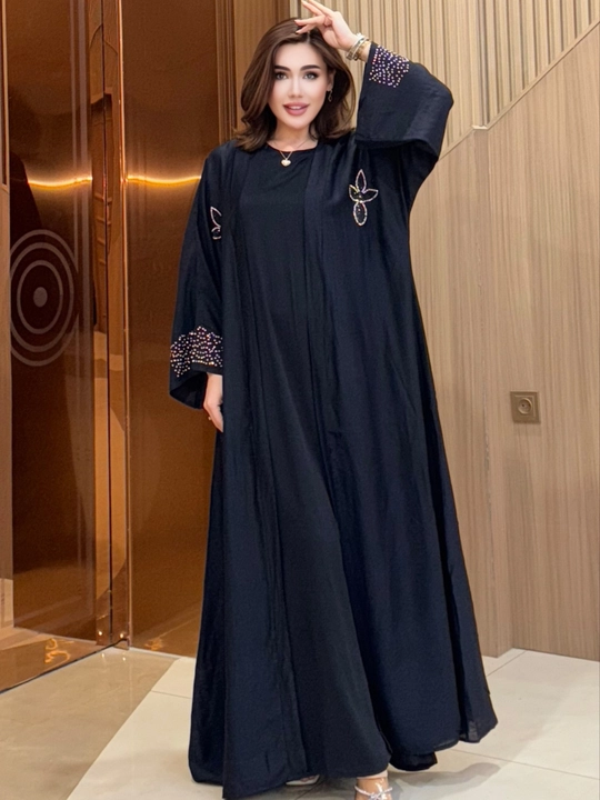Ayollar abaya-nakidkasi uzun, shifonli, milliy uslubdagi, yengil yozgi nakidka - 