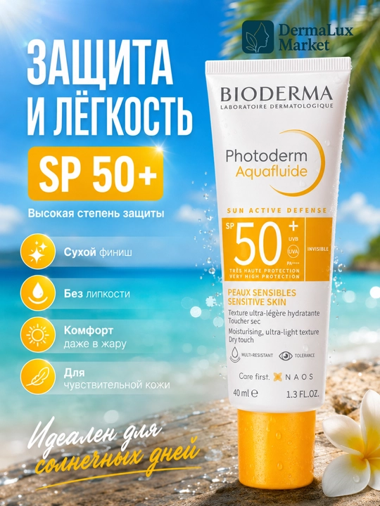 Yengil tekstura va ko‘rinmas qulaylik Photoderm Aquafluide Bio  SP 50 40 mla