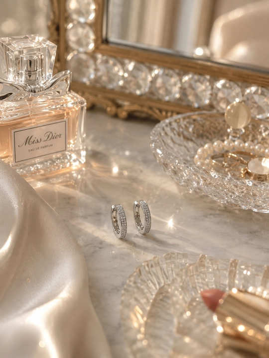 Серьги женские, Van Cleef, с фианитами, золотистые и серебристые