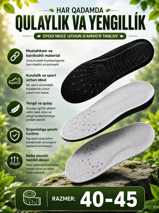 Amortizatsiyalovchi ichki tagliklar 40-45 razmer