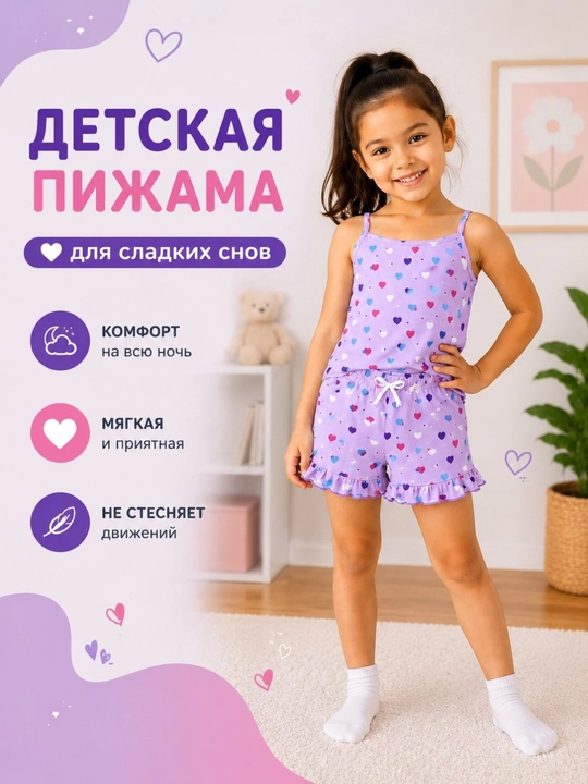 Пижама для девочек, мягкий хлопок ХБ, 4–9 лет, для сна и отдыха