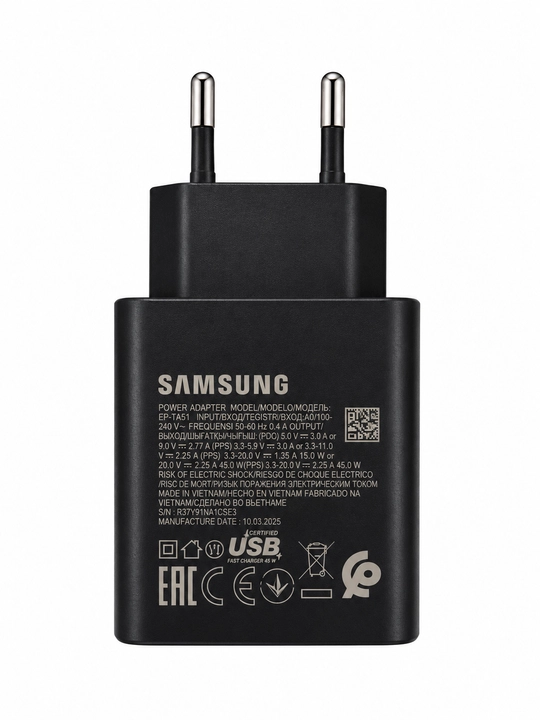 Samsung 45W USB-C (Type-C) Быстрое зарядное устройство + кабель USB-C 5A 1.8м