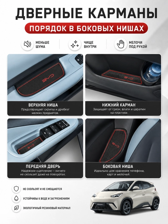 BYD Seagull uchun rezina kovrik-vkladishlar, salon nishalari himoyasi