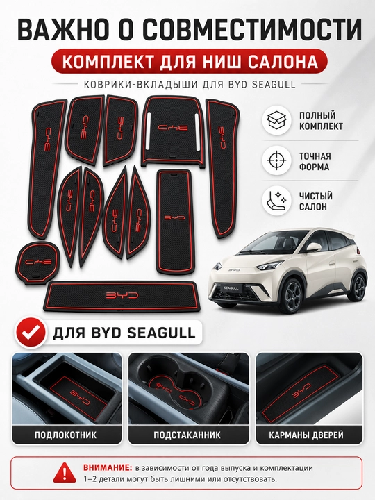 BYD Seagull uchun rezina kovrik-vkladishlar, salon nishalari himoyasi