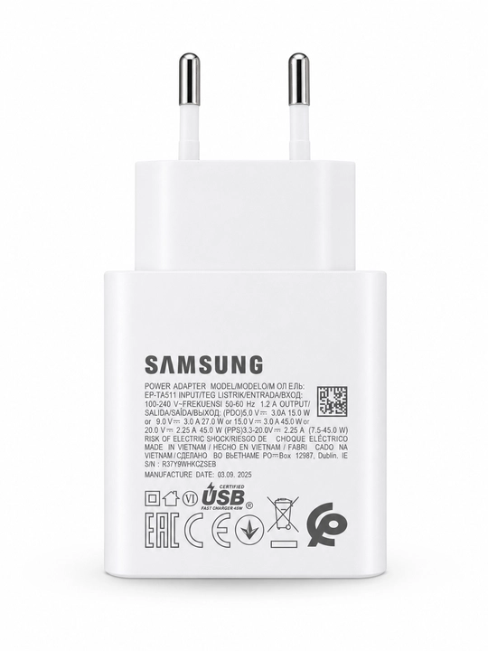 Samsung 45W USB-C (Type-C) Быстрое зарядное устройство + кабель USB-C 5A 1.8м