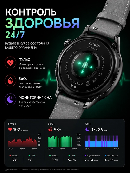 Смарт-часы Mibro Lite 3 Pro AMOLED, GPS, Bluetooth-звонки, 2 ремешка