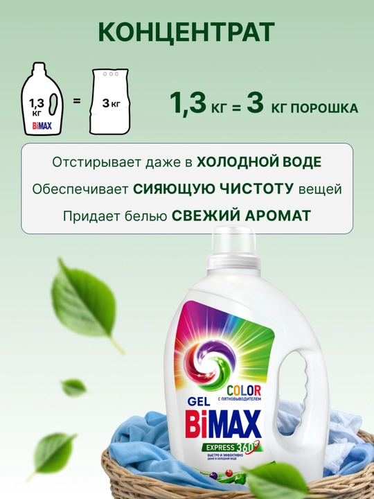 Гель для стирки BiMax Color 1300гр