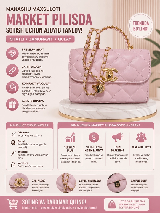 Ayollar mini sumkasi, zamonaviy kross-bodi va tutqichli sumka