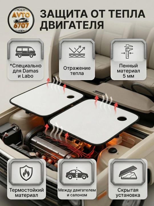 Damas va Labo uchun issiqlik izolyatsiyasi, 5mm motor qoplamasi shumka