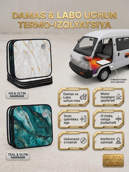 Damas va Labo uchun issiqlik izolyatsiyasi, 5mm motor qoplamasi shumka