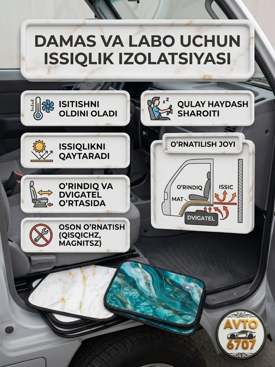 Damas va Labo uchun issiqlik izolyatsiyasi, 5mm motor qoplamasi shumka