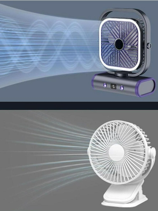 Mini ventilyator, LED yoritgichli, 3 tezlikli, uy va ofis uchun