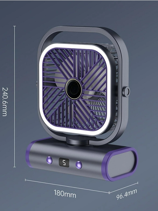 Mini ventilyator, LED yoritgichli, 3 tezlikli, uy va ofis uchun