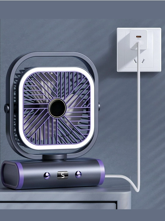 Mini ventilyator, LED yoritgichli, 3 tezlikli, uy va ofis uchun