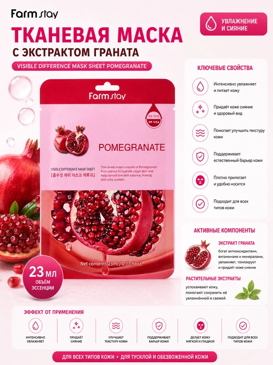 Matoli niqob Farmstay Visible Difference Mask Sheet Anor ekstrakti bilan - 