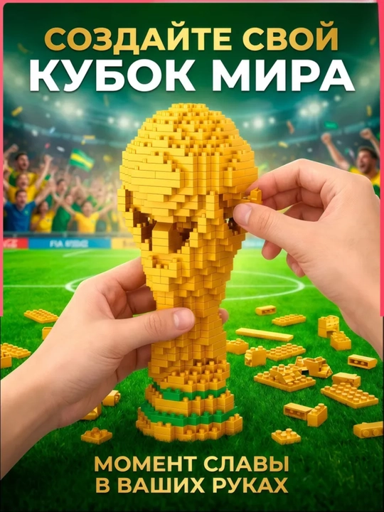 Конструктор Кубок мира 650 деталей, мини-блоки, футбольный трофей для коллекции