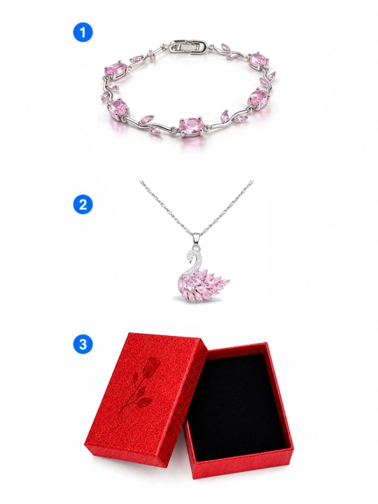 Ayollar va qizlar uchun taqinchoq, oqqush shakli, sovg'a qutisida, SWAROVSKI