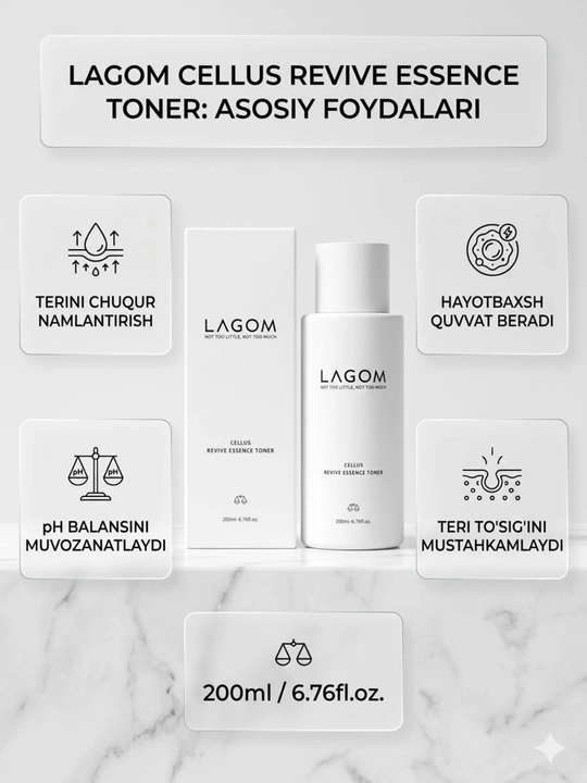 Lagom Cellus Revive Essence Toner 200 ml Original Korea – essensiya toner - 