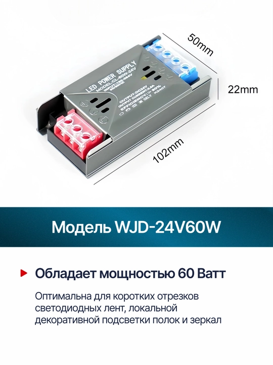 Блок питания DC 24V для LED и электрооборудования светодиодных лент