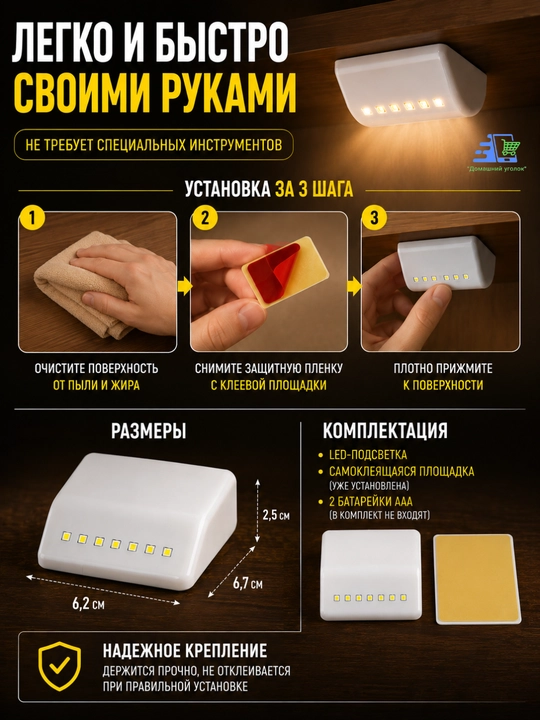 LED-подсветка для шкафа с датчиком движения, беспроводной светильник 8 LED