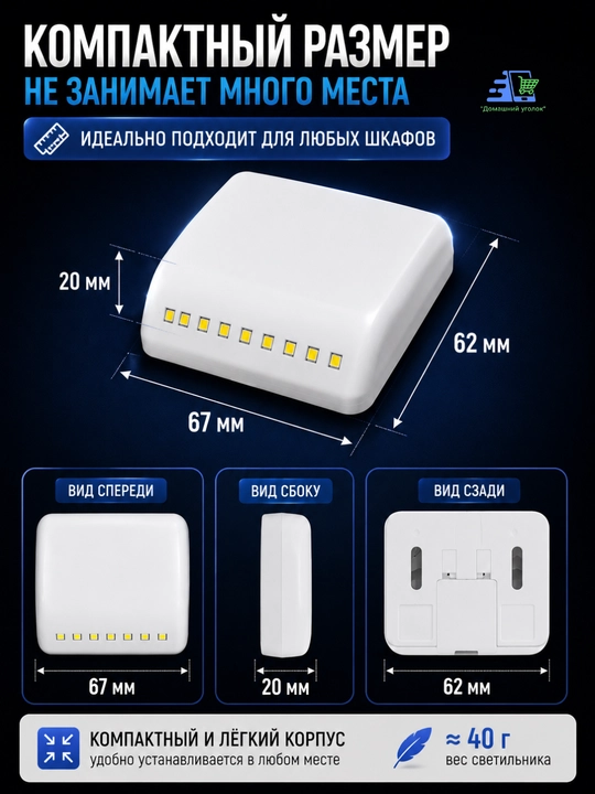 LED-подсветка для шкафа с датчиком движения, беспроводной светильник 8 LED