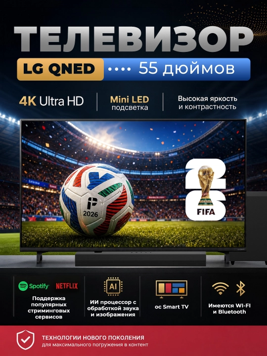 LG Smart TV LG QNED AI QNED70B6C Mini LED 4K 2026, 55 dyuym - 