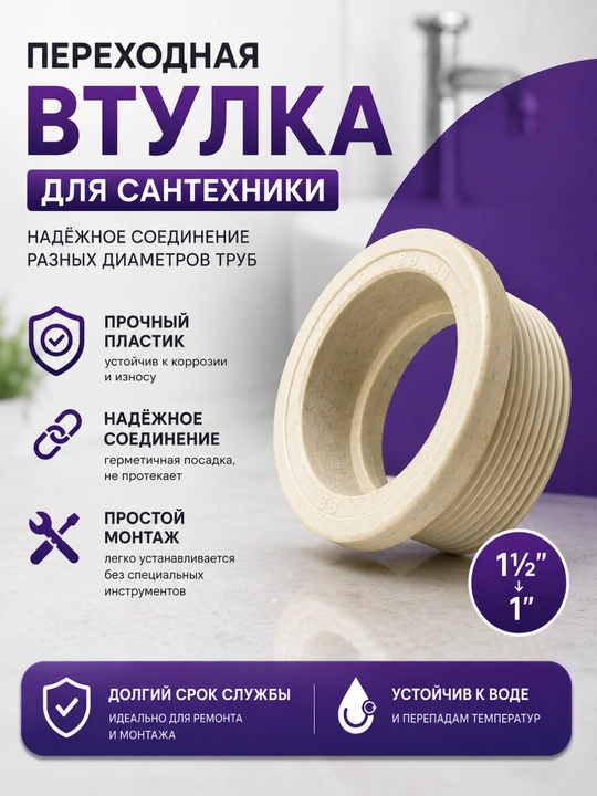 Santexnika uchun o‘tish vtulkasi 1½" × 1 - 