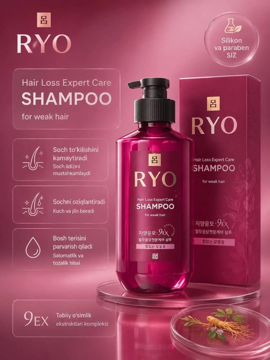 Ryo Hair Care Expert Shampoo 550 ml Korea – soch parvarishi shampuni - 