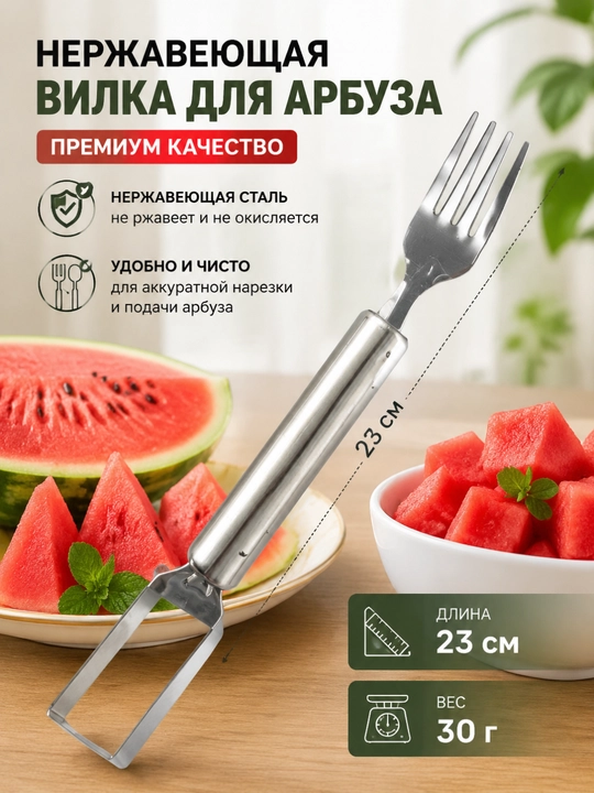 Вилка-нож из нержавеющей стали для арбуза (два в одном) - 