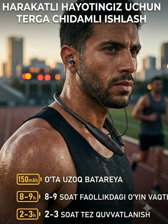 Bluetooth quloqchin B7, simsiz naushnik, mikrofonli, sport va kundalik uchun - 