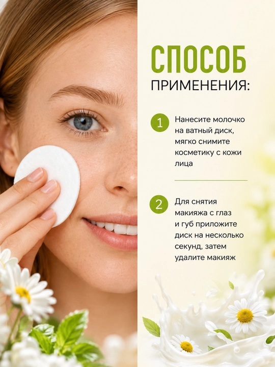 Молочко для снятия макияжа Bielita, Ромашковое, 200 мл