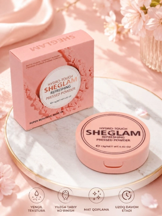 Fiksator, makiyaj uchun pudra Sheglam Hydro - Touch Refreshing Pressed Powder, 13 gr