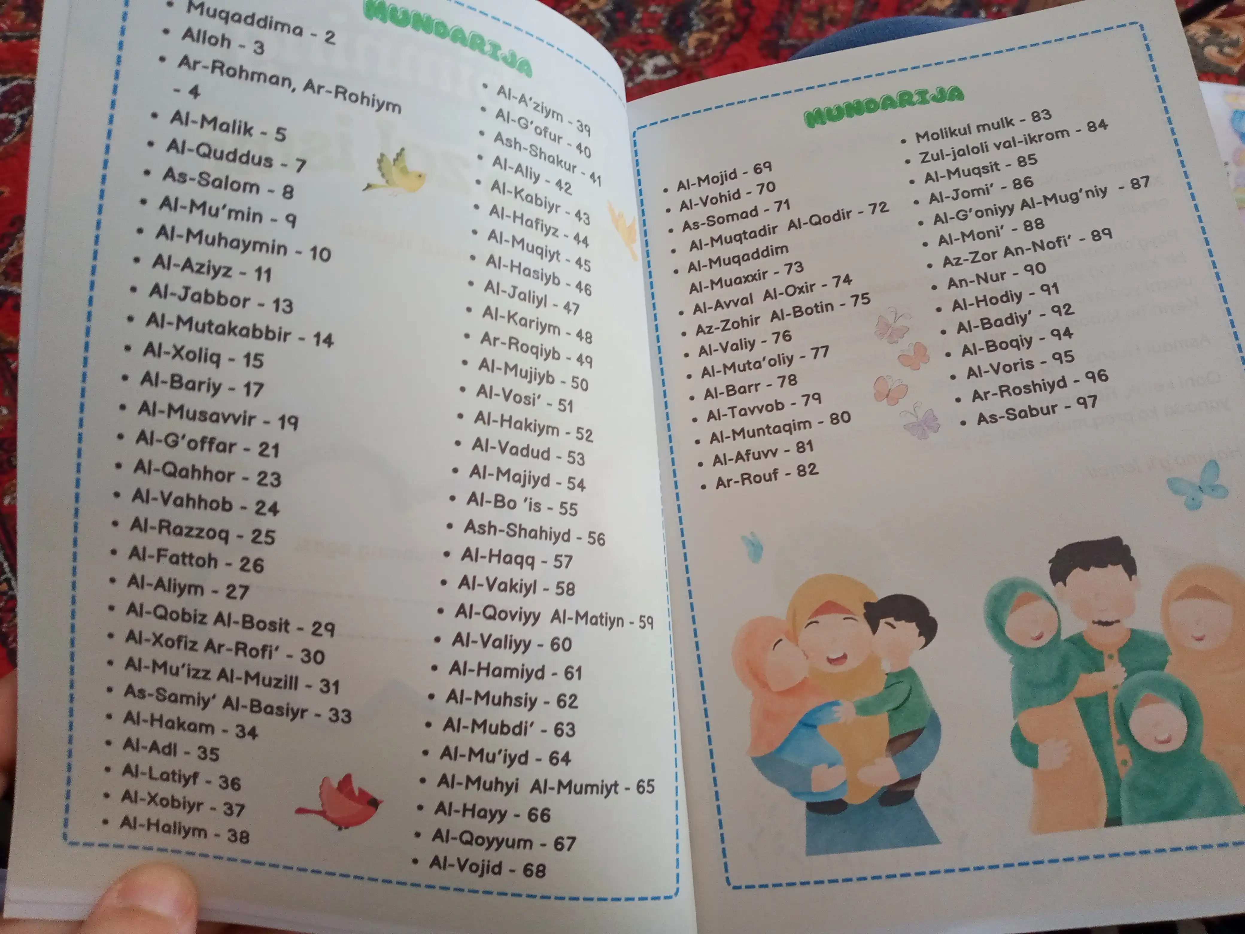 Bolalar kitobi, Robbimning 99 go'zal ismi, Allohning go'zal ismlari, Asmaul husna