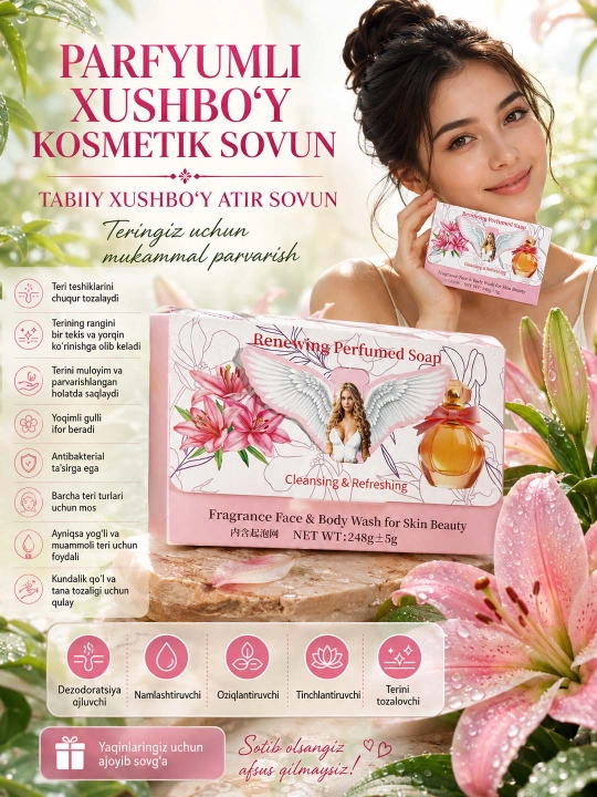 Parfyumli atir Sovun. Tabiiy va xushbo‘y kosmetik sovunlar to'plami, 250 gr - 