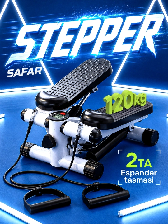 Mini stepper trenajyori qarshilik arqonlari va displey bilan - 