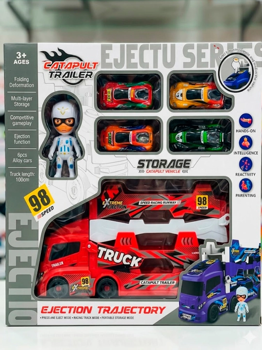 Автовоз Super Truck, прицеп McQueen, набор автомобилей - 
