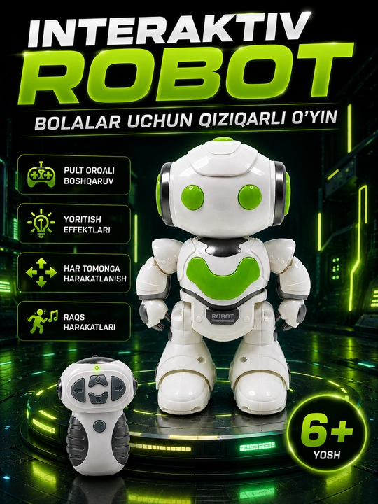 Interaktiv robot o‘yinchoq, bolalar uchun o‘yinchoq, pultli robot, radio boshqaruvli robot