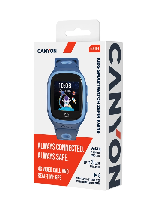 Детские умные часы Canyon Zefir KW 49, E SIM, 4G LTE,GPS и видеозвонки