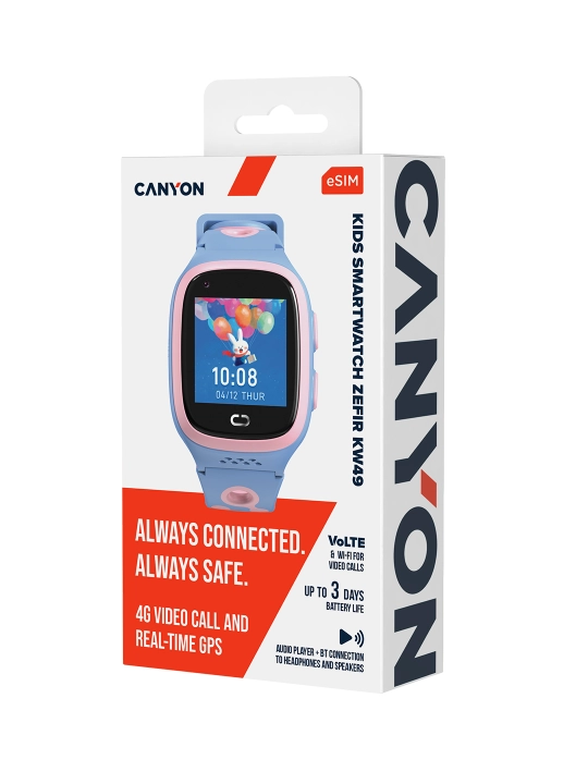 Детские умные часы Canyon Zefir KW 49, E SIM, 4G LTE,GPS и видеозвонки