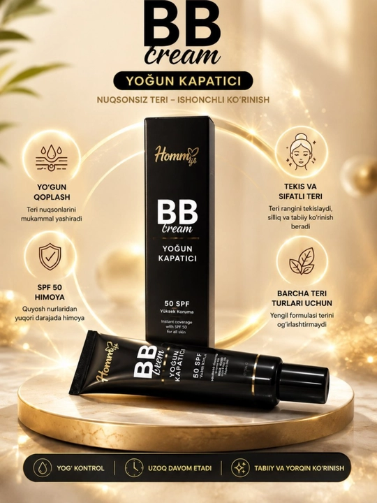 BB cream SPF 50, yuz uchun tonal krem - 