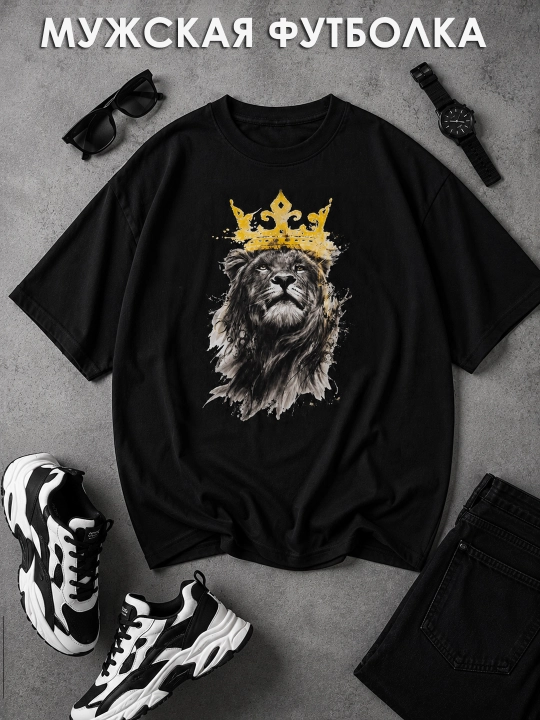 Erkaklar uchun katta o‘lchamli bosma naqshli futbolka, 6-8XL
