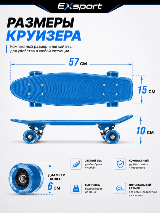 Скейтборд, круизер, пластиковый скейтборд, пенни борд, пенниборд, скейт для детей - 