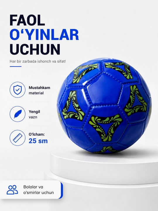 Bolalar futbol to‘pi, mini futbol to‘pi, 3+ yosh uchun, yumshoq, yengil, rangli to‘p - 