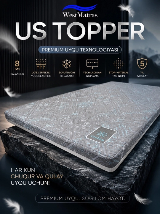 West Matras US Topper – premium darajadagi uyquni qadrlaydigan insonlar uchun  topper - 