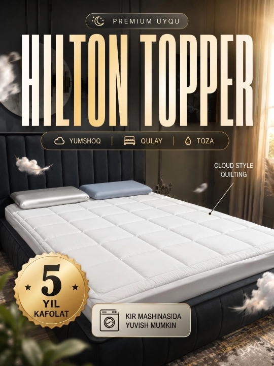 Premium Hilton Topper — Besh yulduzli mehmonxona komforti sizning uyingizda - 