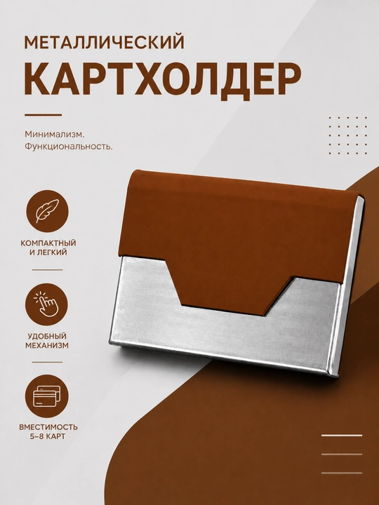 Металлический картхолдер, визитница, держатель для банковских карт - 