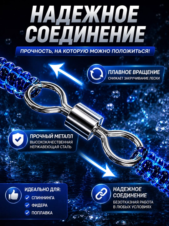 Вертлюги рыболовные c застежкой
